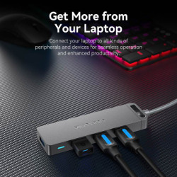Концентратор Vention USB 3.0 to 4xUSB 3.0 Hub With Power Supply 0.15m black (CHLBB)