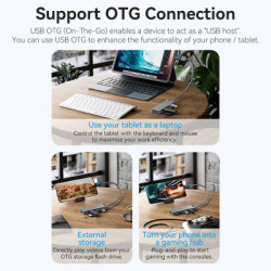 Концентратор Vention USB 3.0 to 4xUSB 3.0 Hub With Power Supply 0.15m black (CHLBB)