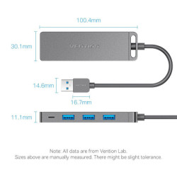 Концентратор Vention USB 3.0 to 4xUSB 3.0 Hub With Power Supply 0.15m black (CHLBB)