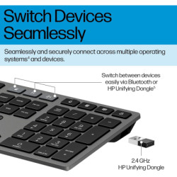 Клавіатура HP 720 Multi-Device Rechargeable Wireless/Bluetooth UA Black (9T5B1AA)