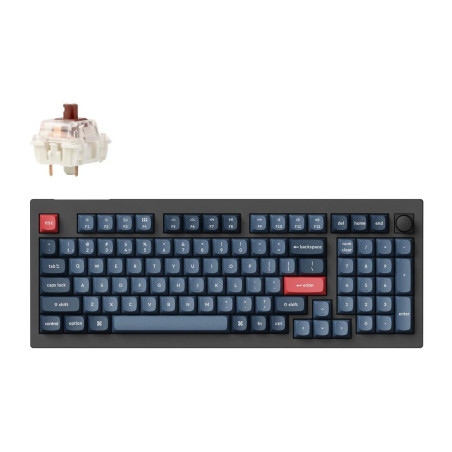 Клавіатура Keychron V5 Max Gateron Jupiter Brown Knob Hot-Swap QMK Wireless/Bluetooth/USB-А UA Black (V5M-D3-UA)