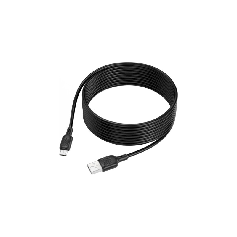 Дата кабель USB 2.0 AM to Micro 5P 3.0m Lenny silicone BX113 black BOROFONE (6941991115547)