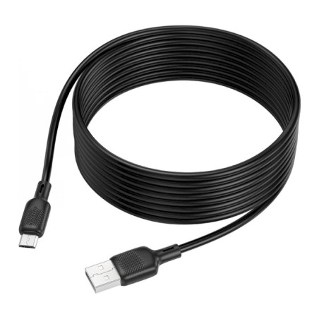 Дата кабель USB 2.0 AM to Micro 5P 3.0m Lenny silicone BX113 black BOROFONE (6941991115547)