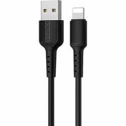 Дата кабель USB 2.0 AM to Lightning 1.0m 2A PVC BX16 black BOROFONE (6957531099512)