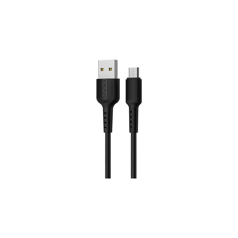 Дата кабель USB 2.0 AM to Micro 5P 1.0m 2A PVC BX16 black BOROFONE (6957531099499)