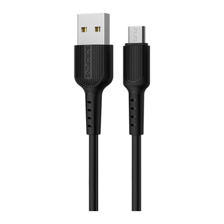 Дата кабель USB 2.0 AM to Micro 5P 1.0m 2A PVC BX16 black BOROFONE (6957531099499)