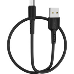 Дата кабель USB 2.0 AM to Micro 5P 1.0m 2A PVC BX16 black BOROFONE (6957531099499)