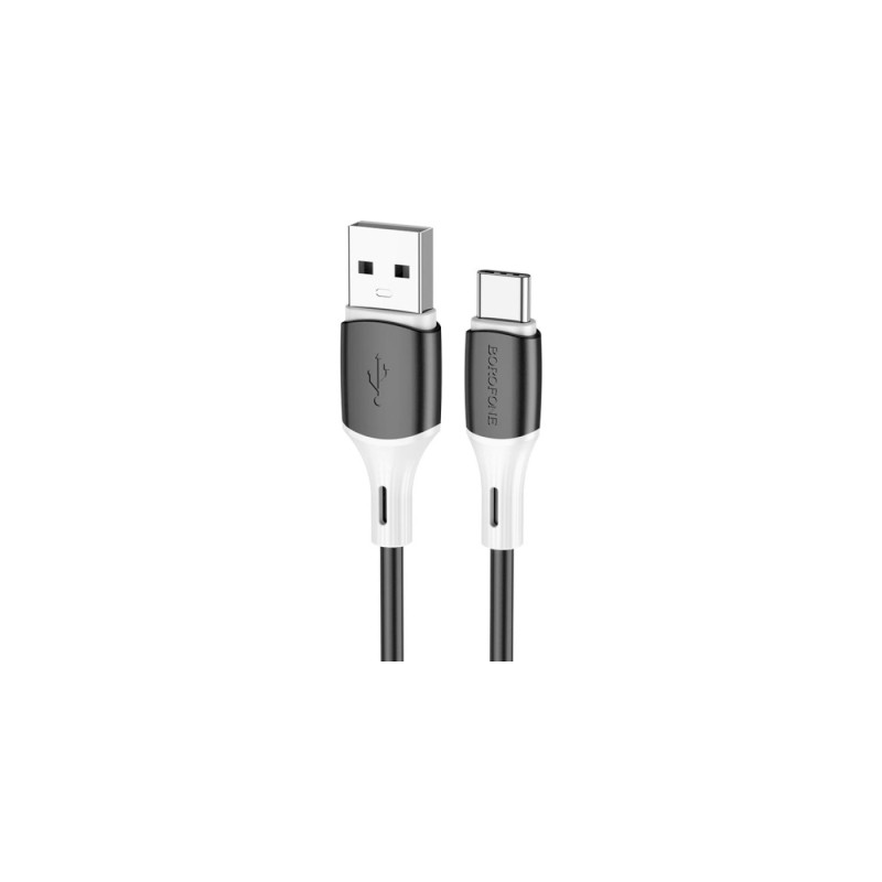 Дата кабель USB 2.0 AM to USB-C 1.0m 3A silicone BX79 black BOROFONE (6974443384789)