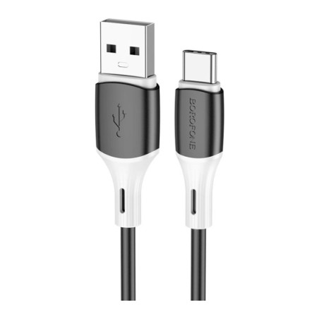 Дата кабель USB 2.0 AM to USB-C 1.0m 3A silicone BX79 black BOROFONE (6974443384789)