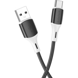 Дата кабель USB 2.0 AM to USB-C 1.0m 3A silicone BX79 black BOROFONE (6974443384789)