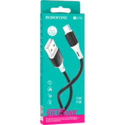 Дата кабель USB 2.0 AM to USB-C 1.0m 3A silicone BX79 black BOROFONE (6974443384789)