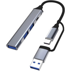 Концентратор Dynamode USB Type-C + USB-A to 1хUSB-C 3.0 1хUSB-A 3.0 2xUSB-A 2.0 dark grey (DM-UH-314AC)