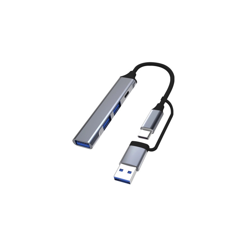 Концентратор Dynamode USB Type-C + USB-A to 1хUSB-C 3.0 1хUSB-A 3.0 2xUSB-A 2.0 dark grey (DM-UH-314AC)