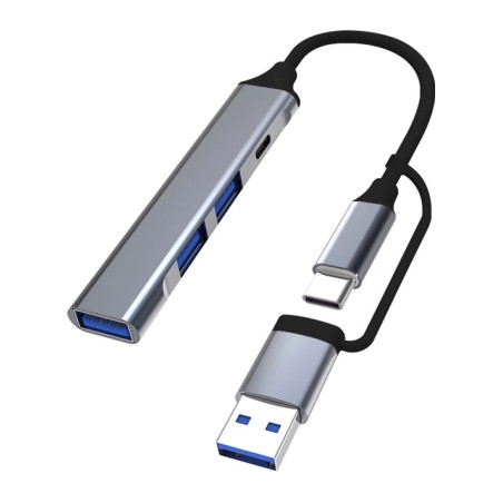Концентратор Dynamode USB Type-C + USB-A to 1хUSB-C 3.0 1хUSB-A 3.0 2xUSB-A 2.0 dark grey (DM-UH-314AC)