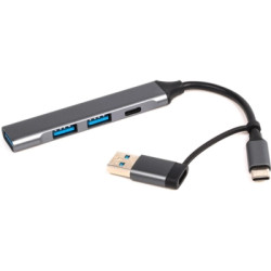 Концентратор Dynamode USB Type-C + USB-A to 1хUSB-C 3.0 1хUSB-A 3.0 2xUSB-A 2.0 dark grey (DM-UH-314AC)