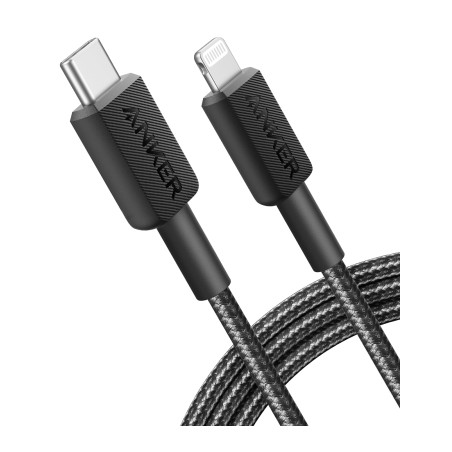 Дата кабель USB-C to Lightning 1.8m nylon 322 black Anker (A81B6G11)