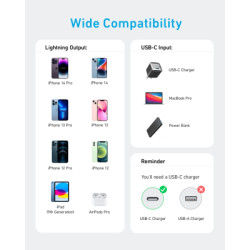 Дата кабель USB-C to Lightning 1.8m nylon 322 black Anker (A81B6G11)