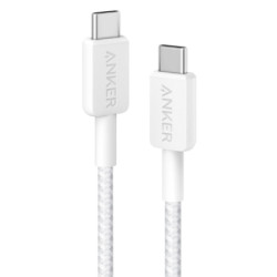 Дата кабель USB-C to USB-C 0.9m nylon 322 white Anker (A81F5H21/A81F5G21)