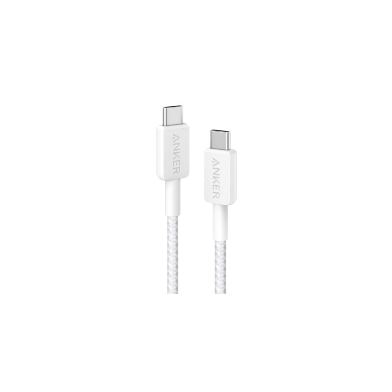 Дата кабель USB-C to USB-C 0.9m nylon 322 white Anker (A81F5H21/A81F5G21)