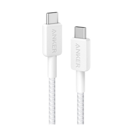 Дата кабель USB-C to USB-C 0.9m nylon 322 white Anker (A81F5H21/A81F5G21)