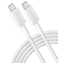 Дата кабель USB-C to USB-C 0.9m nylon 322 white Anker (A81F5H21/A81F5G21)