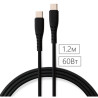 Дата кабель USB-C to USB-C 1.2m 60W Silicon Black Vinga (VCDCCC2612SB)