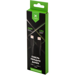 Дата кабель USB-C to USB-C 2.0m 240W Chip Silicon Black Vinga (VCDCCC2242SB)