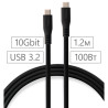 Дата кабель USB-C to USB-C 1.2m UBS3.2 Gen2 10G 100W Chip Silicon Black Vinga (VCPDCCC31012SB)