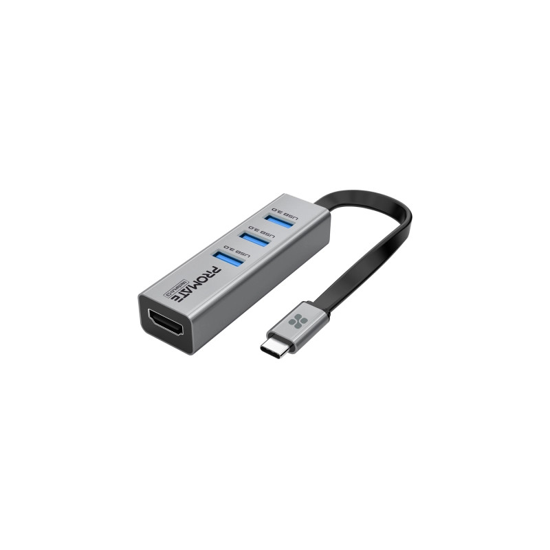 Концентратор Promate USB-C 4-in-1 порти Promate mediahub-c3.grey (mediahub-c3.grey)