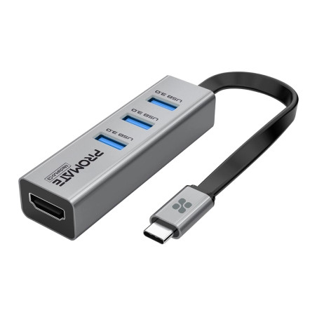 Концентратор Promate USB-C 4-in-1 порти Promate mediahub-c3.grey (mediahub-c3.grey)