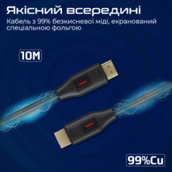 Кабель мультимедійний HDMI M to HDMI M 10.0m V2.0 black Promate (prolink4k60-10m)
