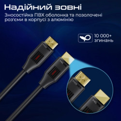 Кабель мультимедійний HDMI M to HDMI M 1.5m V2.0 black Promate (prolink4k60-150)