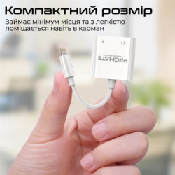 Адаптер Lightning to Lightning 12W + Lightning audio Promate (medialink-i2i)