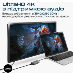 Перехідник USB-C to HDMI 4K30Hz grey Promate (medialink-h1.grey)