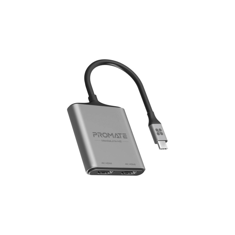 Перехідник USB-C to 2xHDMI 4K Promate (medialink-h2.grey)