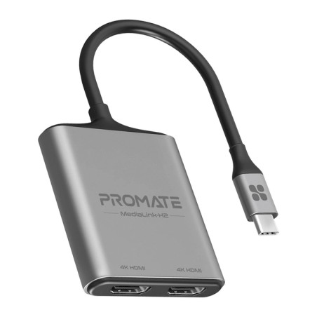 Перехідник USB-C to 2xHDMI 4K Promate (medialink-h2.grey)