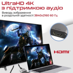 Перехідник USB-C to 2xHDMI 4K Promate (medialink-h2.grey)