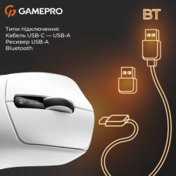 Мишка GamePro Genesis Ranker Wireless/Bluetooth/USB White (GM012W)