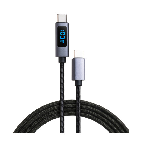Дата кабель USB-C to USB-C 2.0m 100W LCD Display Nylon Black Vinga (VYDCCC22100D)