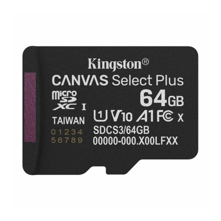 Карта пам'яті Kingston 64GB microSDXC class 10 UHS-I V10 A1 Canvas Select Plus (SDCS3/64GBSP)