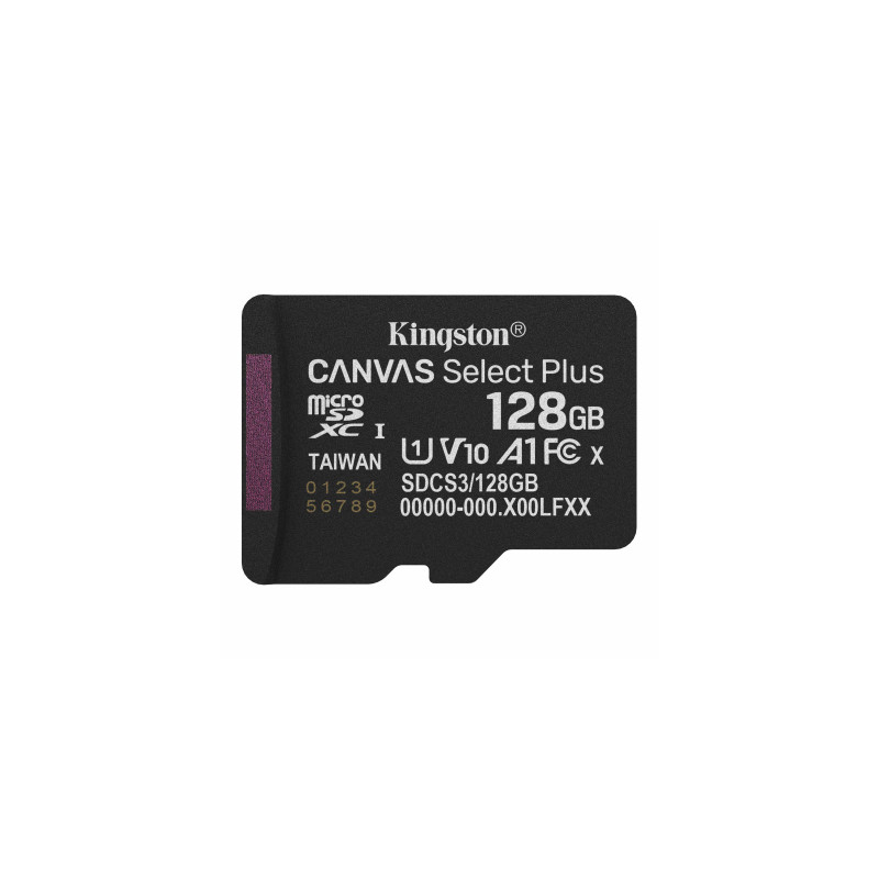 Карта пам'яті Kingston 128GB microSDXC class 10 UHS-I V10 A1 Canvas Select Plus (SDCS3/128GBSP)