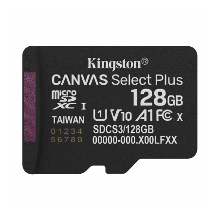 Карта пам'яті Kingston 128GB microSDXC class 10 UHS-I V10 A1 Canvas Select Plus (SDCS3/128GBSP)