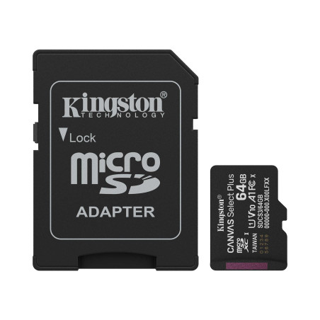 Карта пам'яті Kingston 64GB microSDXC class 10 UHS-I V10 A1 Canvas Select Plus (SDCS3/64GB)