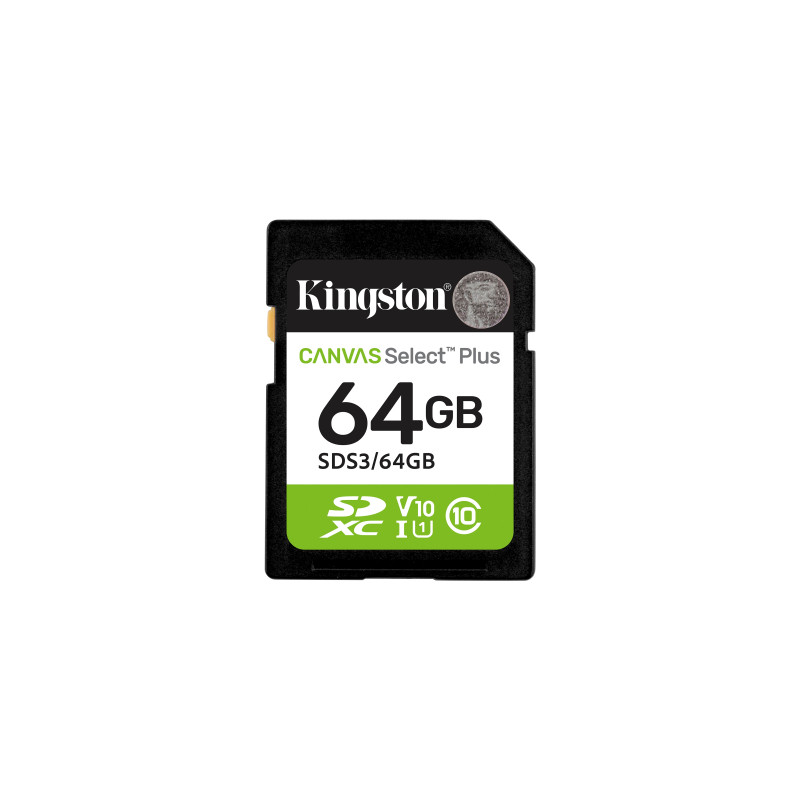 Карта пам'яті Kingston 64GB SDXC class 10 UHS-I V10 A1 Canvas Select Plus (SDS3/64GB)