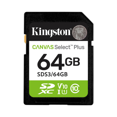 Карта пам'яті Kingston 64GB SDXC class 10 UHS-I V10 A1 Canvas Select Plus (SDS3/64GB)