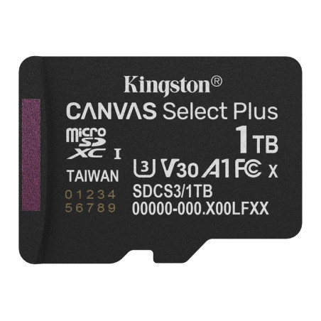 Карта пам'яті Kingston 1TB microSDXC class 10 UHS-I U3 V30 A1 Canvas Select Plus (SDCS3/1TBSP)