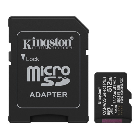 Карта пам'яті Kingston 512GB microSDXC class 10 UHS-I U3 V30 A1 Canvas Select Plus (SDCS3/512GB)