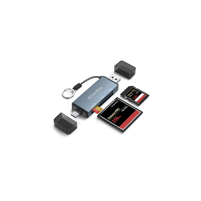 Зчитувач флеш-карт ColorWay USB 2.0/USB-C to CF/SD/MicroSD (CW-CR-01)
