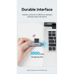 Зчитувач флеш-карт Vention USB 3.0 AM/USB-C to SD+TF Gray Dual Drive Letter Aluminum Alloy (CLLH0)