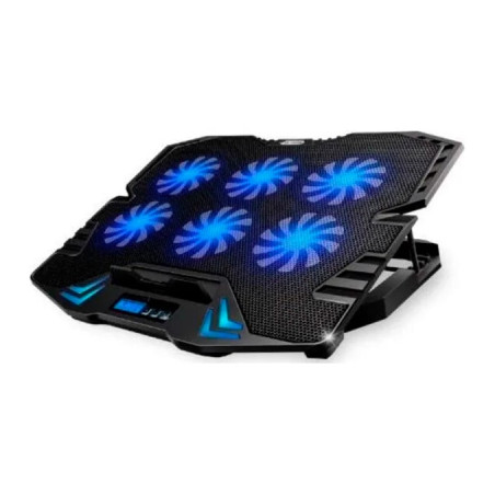 Підставка до ноутбука IceCoorel 10-17", 6*70mm 1800 RPM, 2*USB, + LCD, 365*297*30mm, Black (K8)